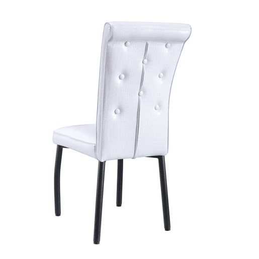 Cadeira de sala de jantar 2 unidades - Retro pele de crocodilo, fecho de cristal, couro sintético - Preto, Branco