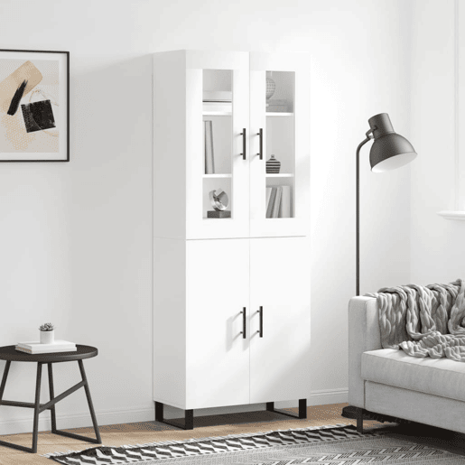 Armário alto - Bufete - Móvel de apoio 69,5x34x180 cm derivados de madeira branco pt682 Armário alto - Bufete - Móvel de apoio 69,5x34x180 cm derivados de madeira branco pt682