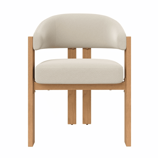 Cadeira de jantar ergonómica, 6 unidades - estofada, pés em ferro, estilo madeira - Bege, Natural Cadeira de jantar ergonómica, 6 unidades - estofada, pés em ferro, estilo madeira - Bege, Natural