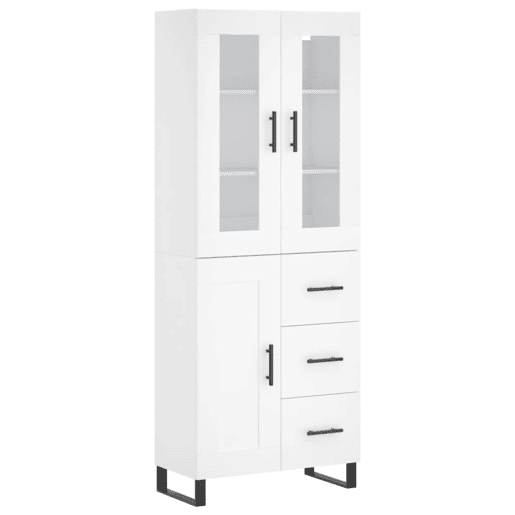 Armário alto - Bufete - Móvel de apoio 69,5x34x180 cm derivados de madeira branco pt750