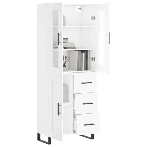 Armário alto - Bufete - Móvel de apoio 69,5x34x180 cm derivados de madeira branco pt750