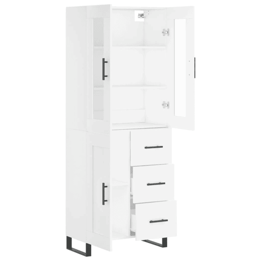 Armário alto - Bufete - Móvel de apoio 69,5x34x180 cm derivados de madeira branco pt750