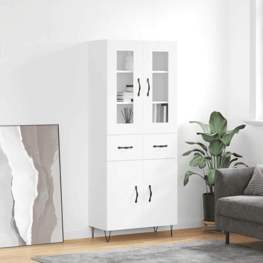 Armário alto - Bufete - Móvel de apoio 69,5x34x180 cm derivados de madeira branco pt703
