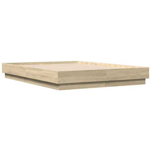 Estrutura de Cama de casal moderno com luzes LED 135x190 cm carvalho sonoma
