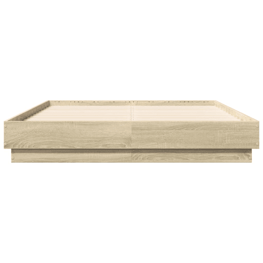Estrutura de Cama de casal moderno com luzes LED 135x190 cm carvalho sonoma