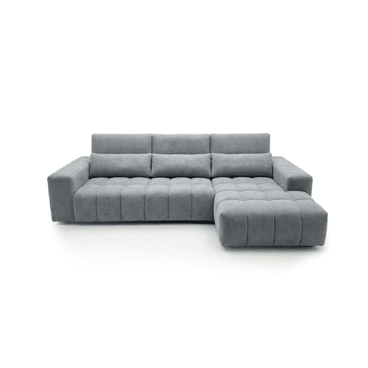 Sofá executivo com chaise longue, cor G-Bronze, ,313 cm, cinza, chaise à direita.