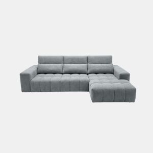 Sofá executivo com chaise longue, cor G-Bronze, ,313 cm, cinza, chaise à direita.