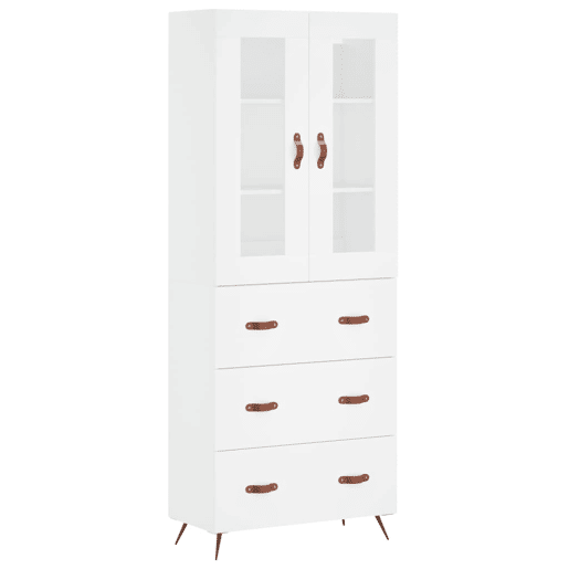 Armário alto - Bufete - Móvel de apoio 69,5x34x180 cm derivados de madeira branco pt689