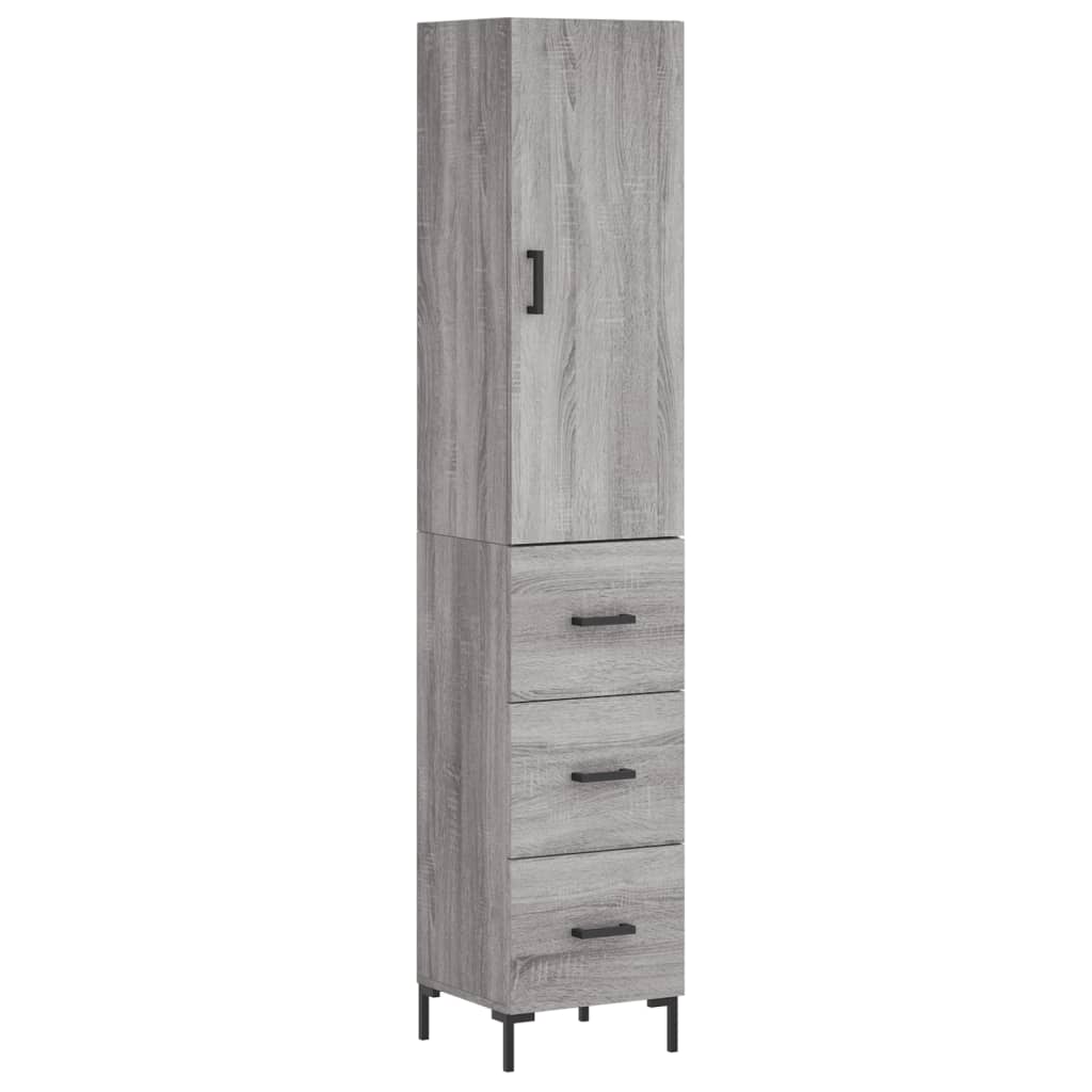 Aparador alto - Mueble de almacenamiento 34 Roble/ Gris