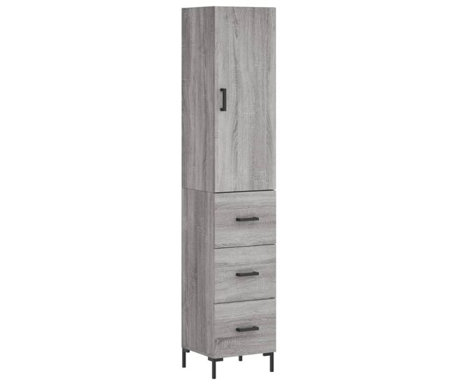 Aparador alto - mueble de almacenamiento madera contrachapada gris sonoma 34,5x34x180 cm es998
