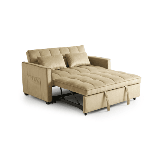 Sofá-cama de casal Osaka bege, ,137 cm, veludo bege