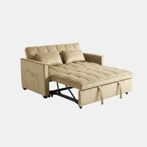 Sofá-cama de casal Osaka bege, ,137 cm, veludo bege
