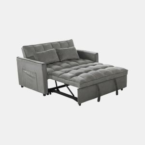 Sofá-cama de casal Paulo, ,134 cm, cinza em veludo.