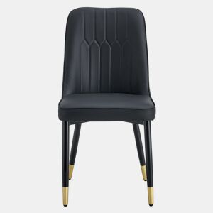 Cadeira de sala de jantar 2 unidades - moderna com encosto em PU e pernas em metal - preta