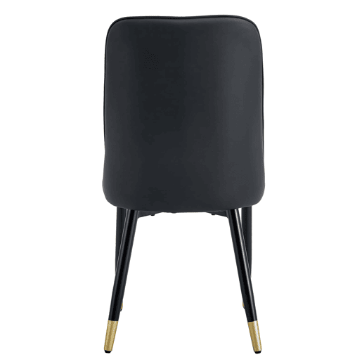 Cadeira de sala de jantar 2 unidades - moderna com encosto em PU e pernas em metal - preta