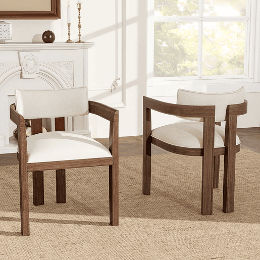 Cadeira de sala de jantar, pacote de 2 - confortável e respirável, estilo moderno, linho - cor nogueira Cadeira de sala de jantar, pacote de 2 - confortável e respirável, estilo moderno, linho - cor nogueira