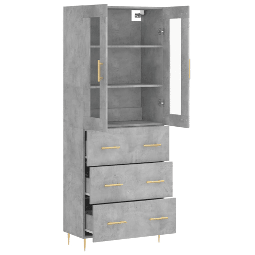 Armário alto - Bufete - Móvel de apoio 69,5x34x180 cm derivados de madeira cinza cimento pt939 Armário alto - Bufete - Móvel de apoio 69,5x34x180 cm derivados de madeira cinza cimento pt939