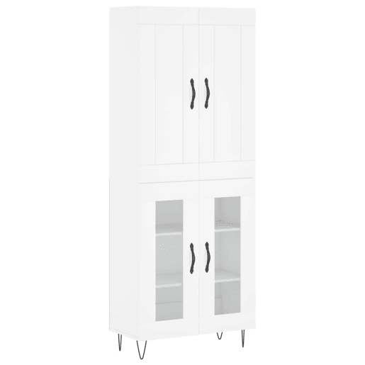 Armário alto - Bufete - Móvel de apoio 69,5x34x180 cm derivados de madeira branco pt716