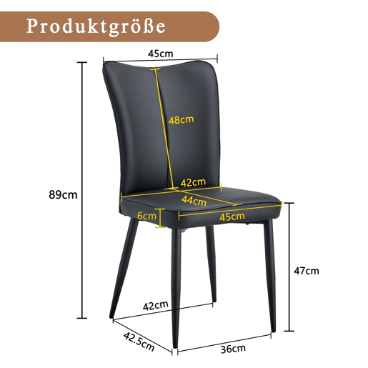 Cadeiras de sala de jantar 2 unidades 89 cm - design moderno em PU - preto
