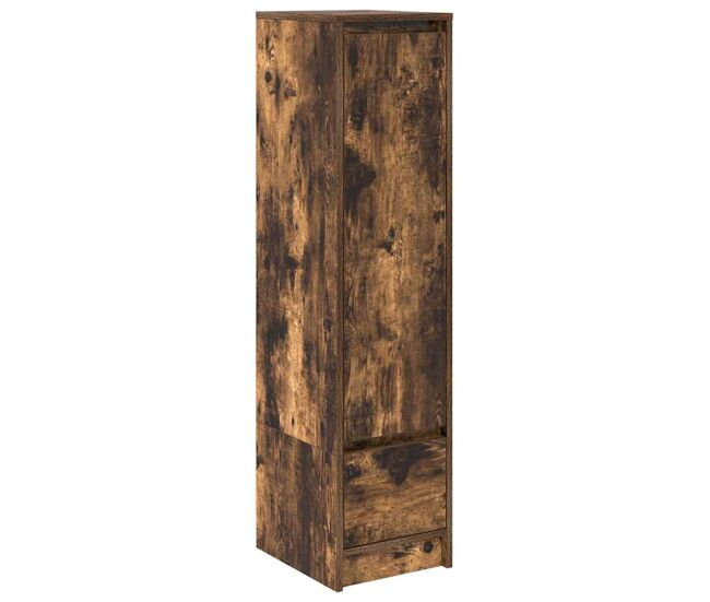 Aparador alto - mueble de almacenamiento roble ahumado 29,5x34x119,5 cm madera ingeniería es1538