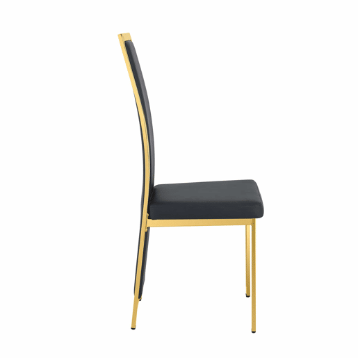 Cadeiras de sala de jantar 2 unidades - 109 cm - Minimalistas, PU preto + estrutura metálica dourada - Preto+Dourado