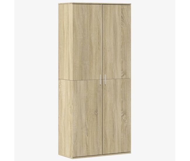 Aparador alto - mueble de almacenamiento madera de ingeniería roble sonoma 80x35x180 cm es1420