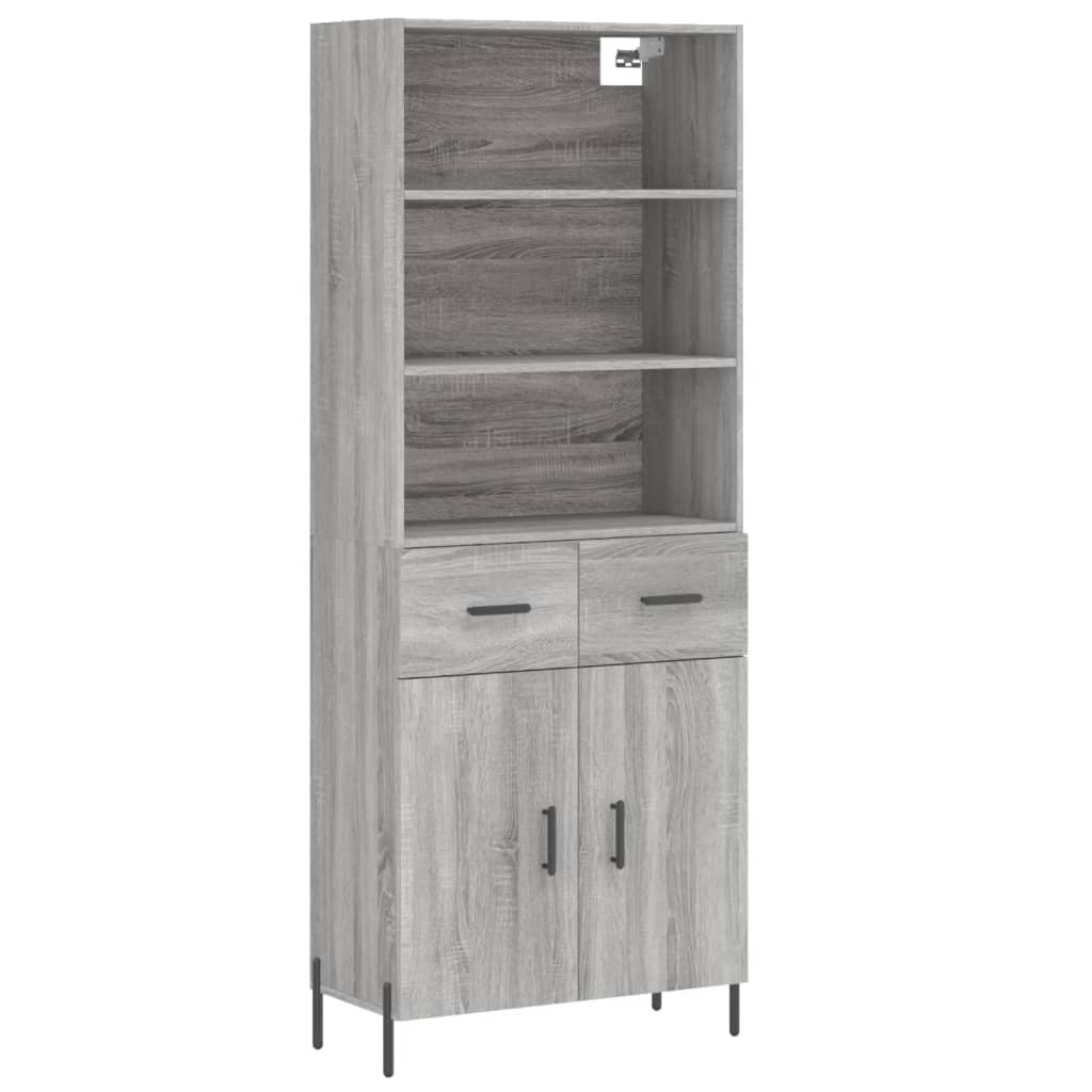 Aparador alto - Mueble de almacenamiento 69 Roble/ Gris