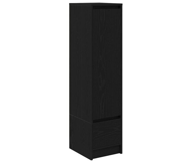 Aparador alto - mueble de almacenamiento roble negro 29,5x34x119,5 cm madera de ingeniería es1577