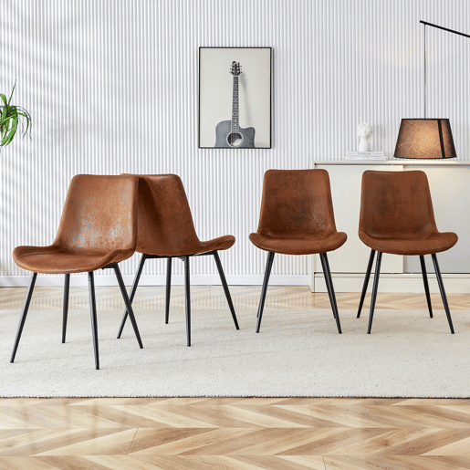 Conjunto de 4 cadeiras de sala de jantar - estofamento em tecido técnico respirável, design moderno - castanhopreto Conjunto de 4 cadeiras de sala de jantar - estofamento em tecido técnico respirável, design moderno - castanhopreto