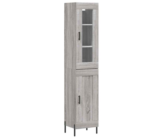 Aparador alto - mueble de almacenamiento madera contrachapada gris sonoma 34,5x34x180 cm es1033