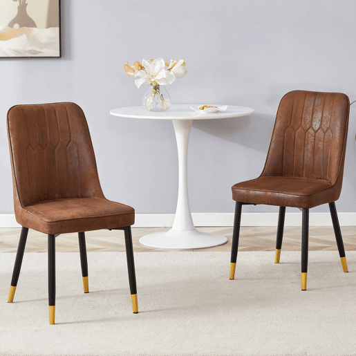 Cadeiras de sala de jantar 2 unidades - modernas com encosto em tecido Tech - Castanho+Preto