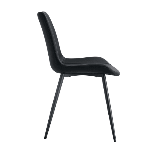 Cadeiras de sala de jantar 4 unidades - modernas, assento largo com encosto, PU e estrutura metálica - Preto