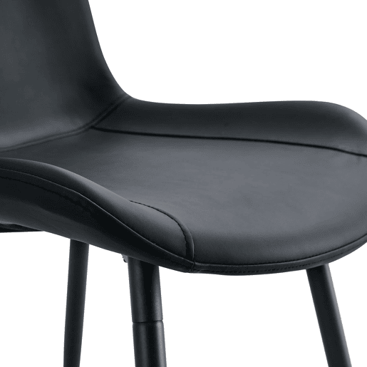 Cadeiras de sala de jantar 4 unidades - modernas, assento largo com encosto, PU e estrutura metálica - Preto