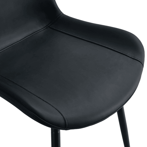 Cadeiras de sala de jantar 4 unidades - modernas, assento largo com encosto, PU e estrutura metálica - Preto