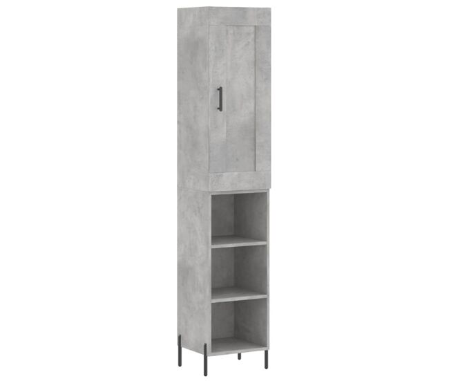 Aparador - mueble de almacenamiento de madera contrachapada gris hormigón 34,5x34x180 cm es2725