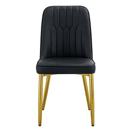 Cadeiras de sala de jantar 2 unidades - design moderno com assento largo - preto e dourado