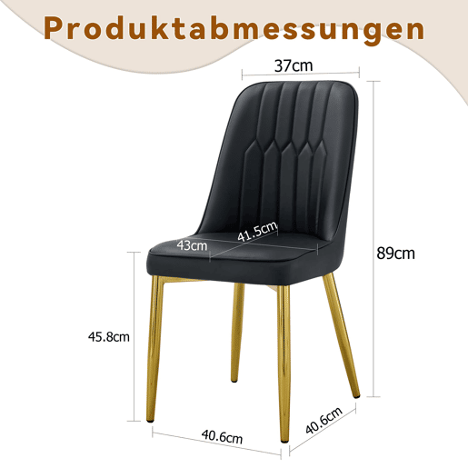 Cadeiras de sala de jantar 2 unidades - design moderno com assento largo - preto e dourado