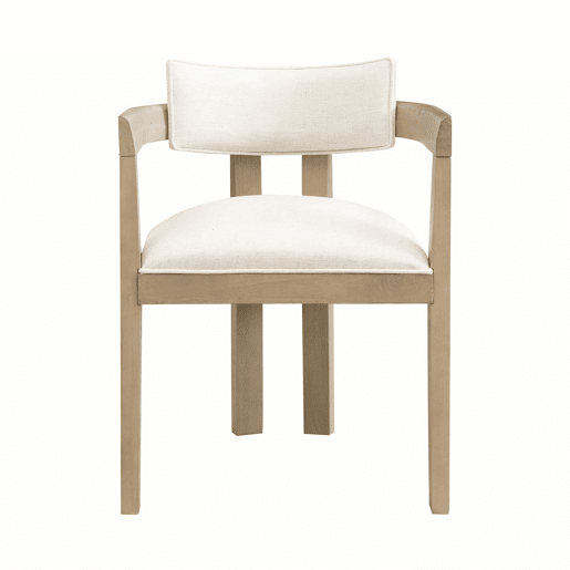 2 Cadeiras de sala de jantar - Madeira maciça, confortáveis e respiráveis, estilo moderno, estofadas em linho - Cor natural