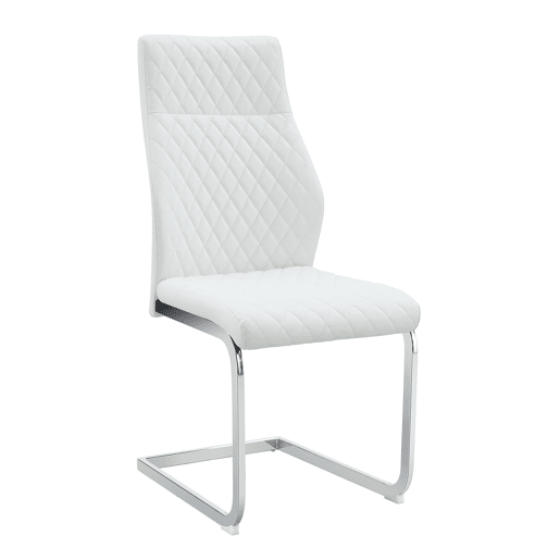 Cadeira de jantar 2 unidades - encosto alto, assento acolchoado, metal prateado - Branco+Prateado