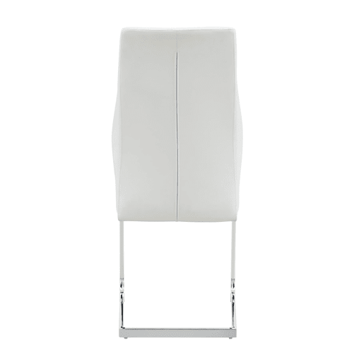 Cadeira de jantar 2 unidades - encosto alto, assento acolchoado, metal prateado - Branco+Prateado
