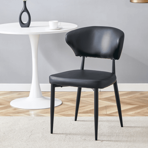 Cadeira de jantar 2 unidades - design ergonómico minimalista, encosto curvo - Preto