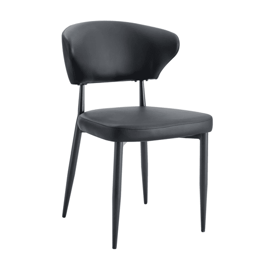 Cadeira de jantar 2 unidades - design ergonómico minimalista, encosto curvo - Preto