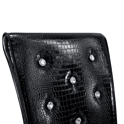 Cadeiras de sala de jantar 2 unidades - Retro pele de crocodilo acolchoadas, fivela de cristal - Preto, Dourado