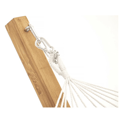 Rede de madeira com tecido macramé Dallas - 305 x 120 x 123 cm - Branco