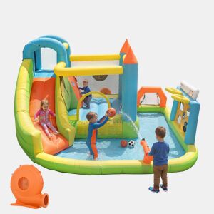 Castelo insuflável para crianças de tecido oxford com piscina,multicolor