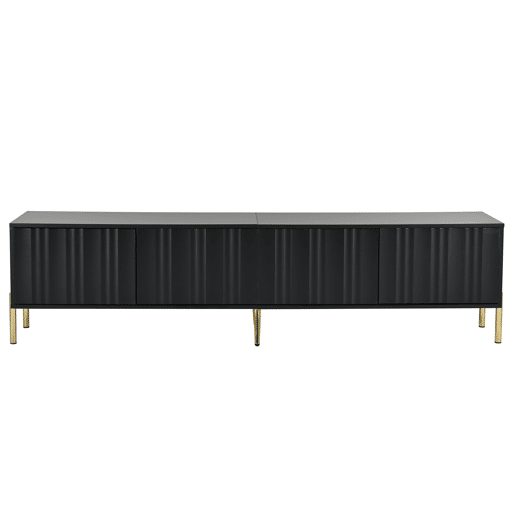 Móvel de TV 190x38x48 cm - pés dourados, design moderno - Preto