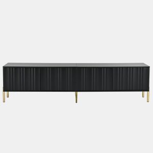Móvel de TV 190x38x48 cm - pés dourados, design moderno - Preto