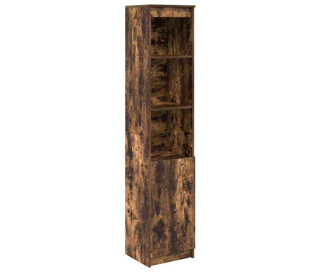Aparador alto - mueble de almacenamiento roble ahumado 37,5x35x180 cm madera de ingeniería es1542