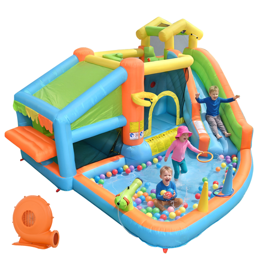 Castelo insuflável para crianças de tecido oxford com piscina,multicolor