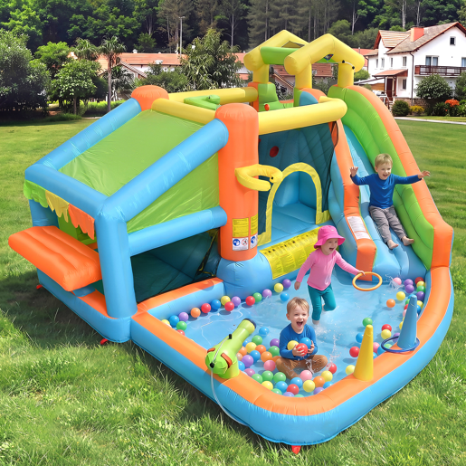Castelo insuflável para crianças de tecido oxford com piscina,multicolor